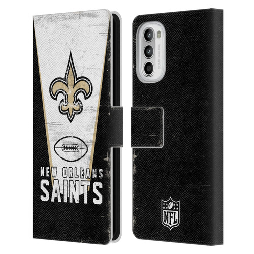 NFL New Orleans Saints Logo Art Banner Leather Book Wallet Case Cover For Motorola Moto G52