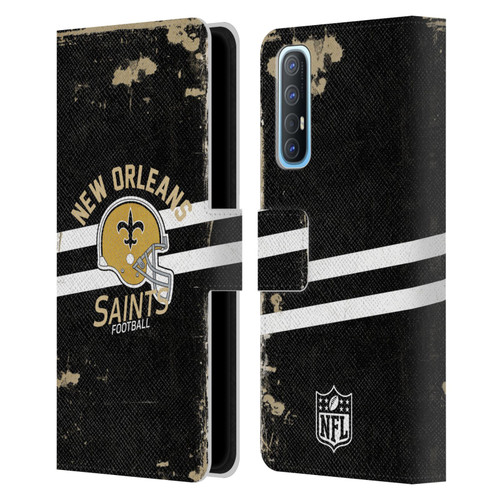 NFL New Orleans Saints Logo Art Helmet Distressed Leather Book Wallet Case Cover For OPPO Find X2 Neo 5G