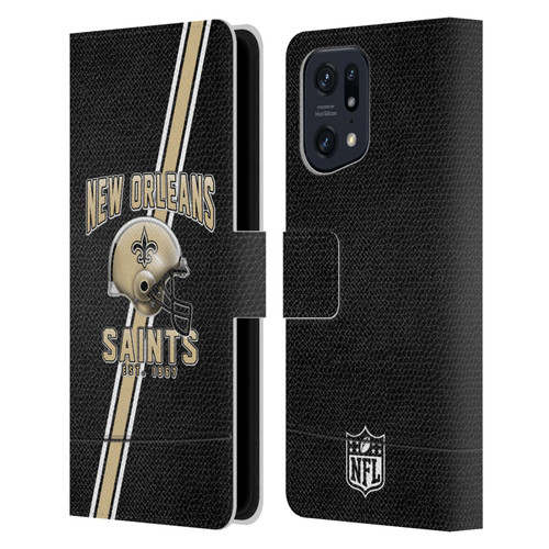 NFL New Orleans Saints Logo Art Football Stripes Leather Book Wallet Case Cover For OPPO Find X5