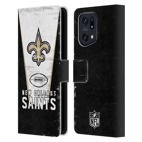 NFL New Orleans Saints Logo Art Banner Leather Book Wallet Case Cover For OPPO Find X5 Pro