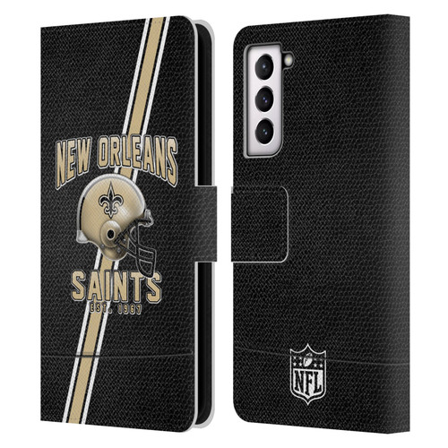 NFL New Orleans Saints Logo Art Football Stripes Leather Book Wallet Case Cover For Samsung Galaxy S21 5G