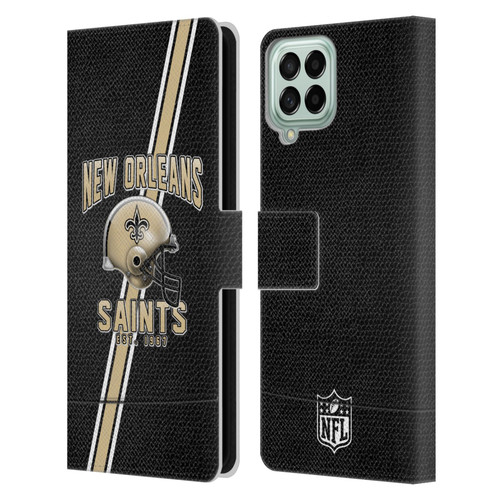 NFL New Orleans Saints Logo Art Football Stripes Leather Book Wallet Case Cover For Samsung Galaxy M33 (2022)