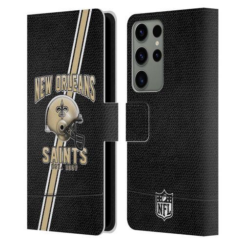NFL New Orleans Saints Logo Art Football Stripes Leather Book Wallet Case Cover For Samsung Galaxy S23 Ultra 5G