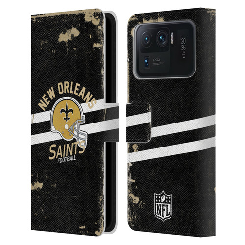 NFL New Orleans Saints Logo Art Helmet Distressed Leather Book Wallet Case Cover For Xiaomi Mi 11 Ultra