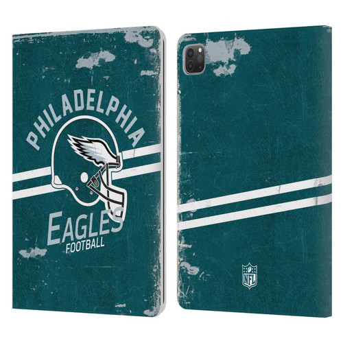 NFL Philadelphia Eagles Logo Art Helmet Distressed Leather Book Wallet Case Cover For Apple iPad Pro 11 2020 / 2021 / 2022