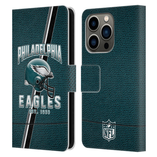 NFL Philadelphia Eagles Logo Art Football Stripes Leather Book Wallet Case Cover For Apple iPhone 14 Pro
