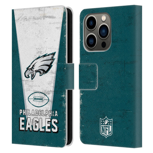 NFL Philadelphia Eagles Logo Art Banner Leather Book Wallet Case Cover For Apple iPhone 14 Pro