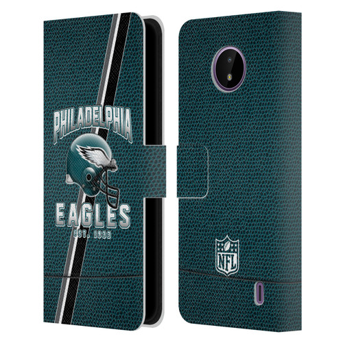 NFL Philadelphia Eagles Logo Art Football Stripes Leather Book Wallet Case Cover For Nokia C10 / C20