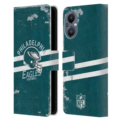 NFL Philadelphia Eagles Logo Art Helmet Distressed Leather Book Wallet Case Cover For OnePlus Nord N20 5G