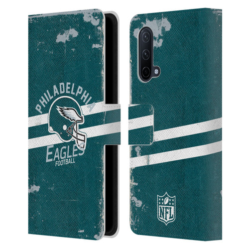 NFL Philadelphia Eagles Logo Art Helmet Distressed Leather Book Wallet Case Cover For OnePlus Nord CE 5G