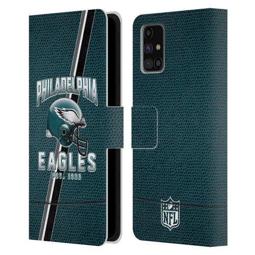 NFL Philadelphia Eagles Logo Art Football Stripes Leather Book Wallet Case Cover For Samsung Galaxy M31s (2020)