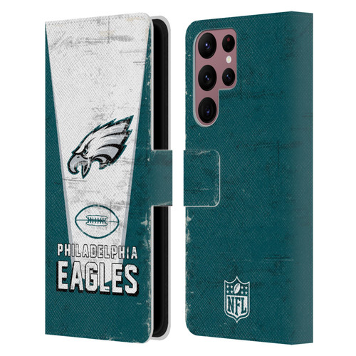 NFL Philadelphia Eagles Logo Art Banner Leather Book Wallet Case Cover For Samsung Galaxy S22 Ultra 5G