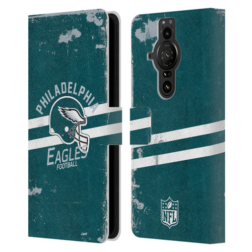 NFL Philadelphia Eagles Logo Art Helmet Distressed Leather Book Wallet Case Cover For Sony Xperia Pro-I