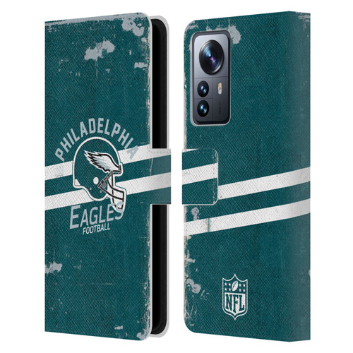 NFL Philadelphia Eagles Logo Art Helmet Distressed Leather Book Wallet Case Cover For Xiaomi 12 Pro