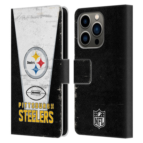 NFL Pittsburgh Steelers Logo Art Banner Leather Book Wallet Case Cover For Apple iPhone 14 Pro