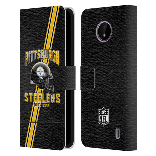 NFL Pittsburgh Steelers Logo Art Football Stripes Leather Book Wallet Case Cover For Nokia C10 / C20