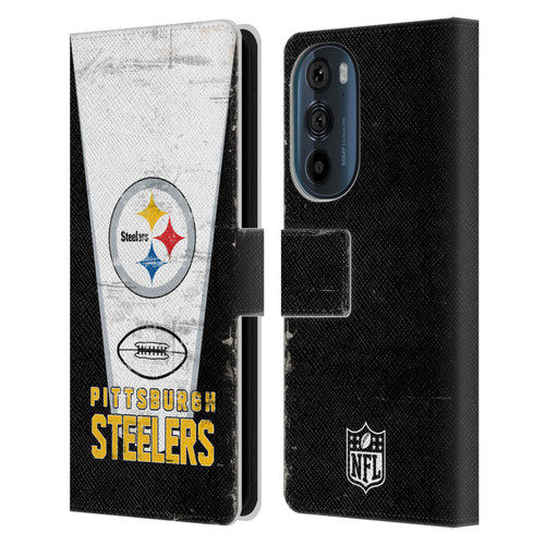 NFL Pittsburgh Steelers Logo Art Banner Leather Book Wallet Case Cover For Motorola Edge 30