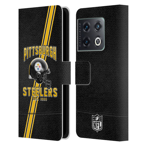 NFL Pittsburgh Steelers Logo Art Football Stripes Leather Book Wallet Case Cover For OnePlus 10 Pro