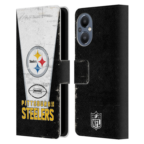 NFL Pittsburgh Steelers Logo Art Banner Leather Book Wallet Case Cover For OnePlus Nord N20 5G