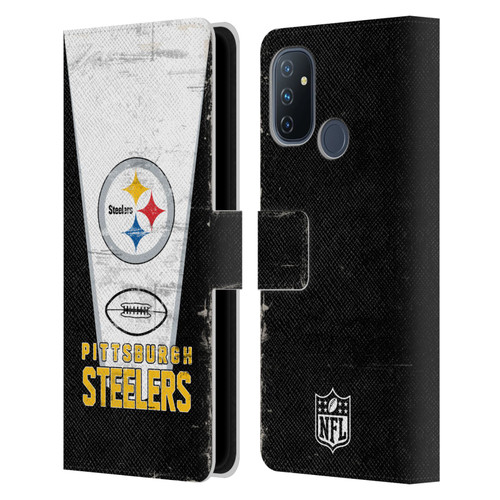 NFL Pittsburgh Steelers Logo Art Banner Leather Book Wallet Case Cover For OnePlus Nord N100