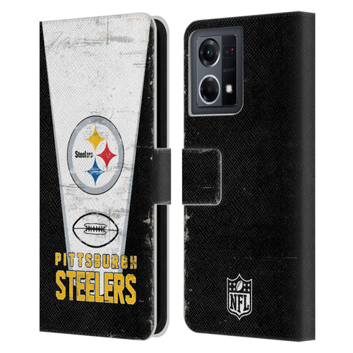 NFL Pittsburgh Steelers Logo Art Banner Leather Book Wallet Case Cover For OPPO Reno8 4G