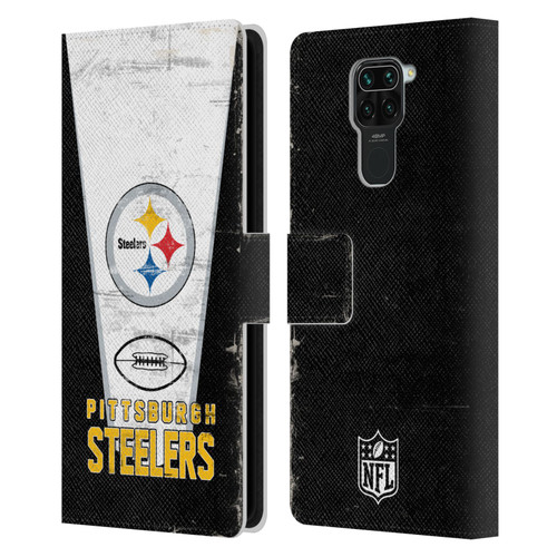 NFL Pittsburgh Steelers Logo Art Banner Leather Book Wallet Case Cover For Xiaomi Redmi Note 9 / Redmi 10X 4G