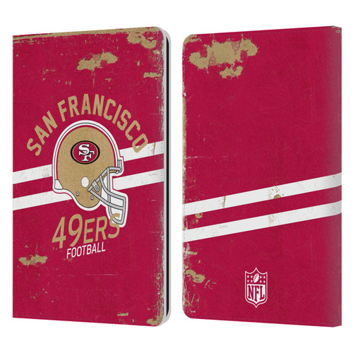 NFL San Francisco 49ers Logo Art Helmet Distressed Leather Book Wallet Case Cover For Amazon Kindle Paperwhite 1 / 2 / 3