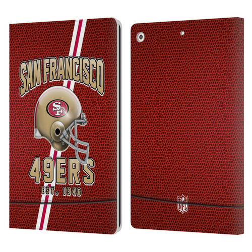 NFL San Francisco 49ers Logo Art Football Stripes Leather Book Wallet Case Cover For Apple iPad 10.2 2019/2020/2021