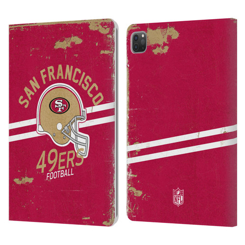 NFL San Francisco 49ers Logo Art Helmet Distressed Leather Book Wallet Case Cover For Apple iPad Pro 11 2020 / 2021 / 2022