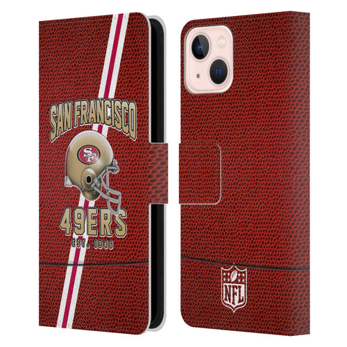 NFL San Francisco 49ers Logo Art Football Stripes Leather Book Wallet Case Cover For Apple iPhone 13