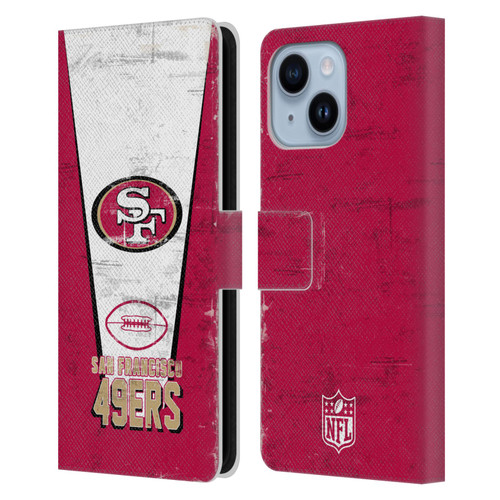 NFL San Francisco 49ers Logo Art Banner Leather Book Wallet Case Cover For Apple iPhone 14 Plus