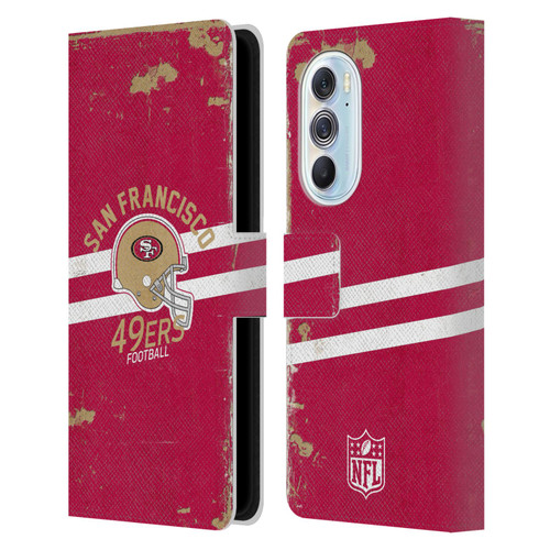 NFL San Francisco 49ers Logo Art Helmet Distressed Leather Book Wallet Case Cover For Motorola Edge X30