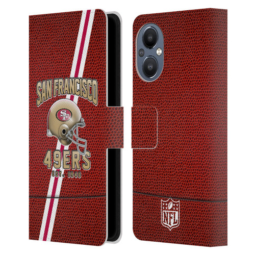 NFL San Francisco 49ers Logo Art Football Stripes Leather Book Wallet Case Cover For OnePlus Nord N20 5G