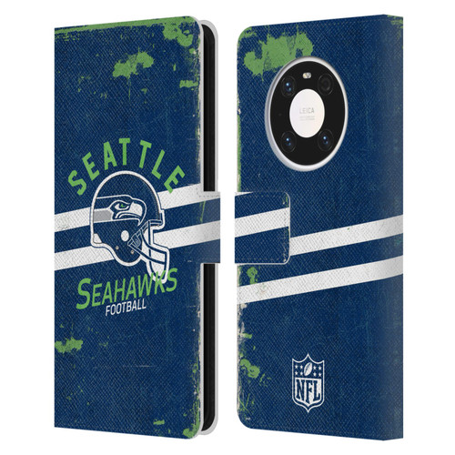 NFL Seattle Seahawks Logo Art Helmet Distressed Leather Book Wallet Case Cover For Huawei Mate 40 Pro 5G