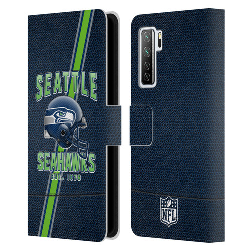 NFL Seattle Seahawks Logo Art Football Stripes Leather Book Wallet Case Cover For Huawei Nova 7 SE/P40 Lite 5G