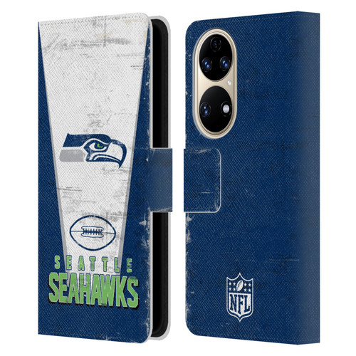 NFL Seattle Seahawks Logo Art Banner Leather Book Wallet Case Cover For Huawei P50