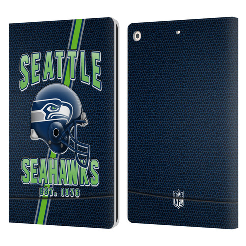 NFL Seattle Seahawks Logo Art Football Stripes Leather Book Wallet Case Cover For Apple iPad 10.2 2019/2020/2021