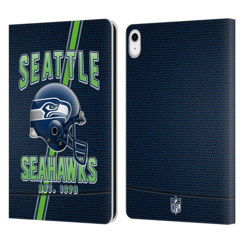 NFL Seattle Seahawks Logo Art Football Stripes Leather Book Wallet Case Cover For Apple iPad 10.9 2022/2025