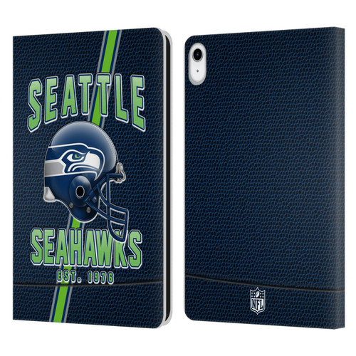 NFL Seattle Seahawks Logo Art Football Stripes Leather Book Wallet Case Cover For Apple iPad 10.9 (2022)