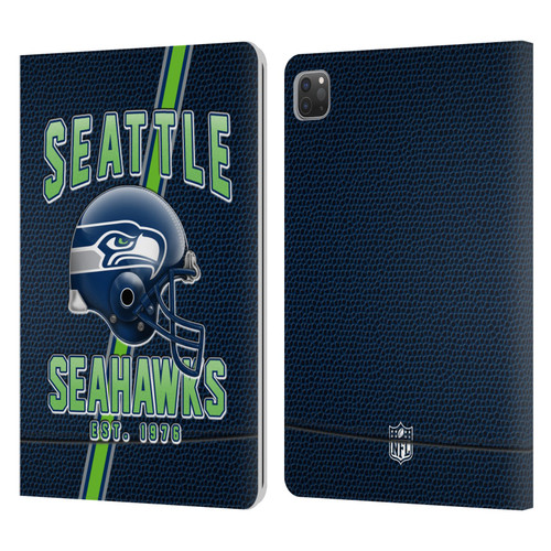 NFL Seattle Seahawks Logo Art Football Stripes Leather Book Wallet Case Cover For Apple iPad Pro 11 2020 / 2021 / 2022
