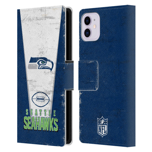 NFL Seattle Seahawks Logo Art Banner Leather Book Wallet Case Cover For Apple iPhone 11
