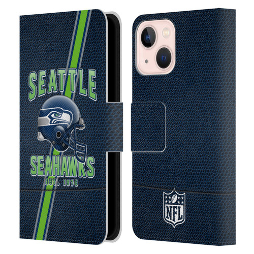 NFL Seattle Seahawks Logo Art Football Stripes Leather Book Wallet Case Cover For Apple iPhone 13 Mini
