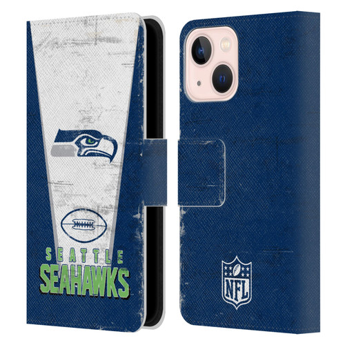 NFL Seattle Seahawks Logo Art Banner Leather Book Wallet Case Cover For Apple iPhone 13 Mini