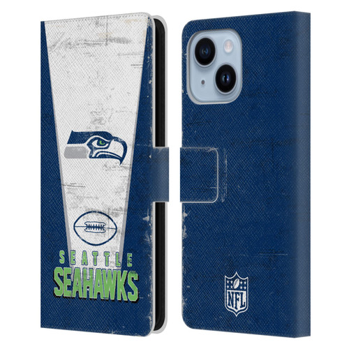 NFL Seattle Seahawks Logo Art Banner Leather Book Wallet Case Cover For Apple iPhone 14 Plus