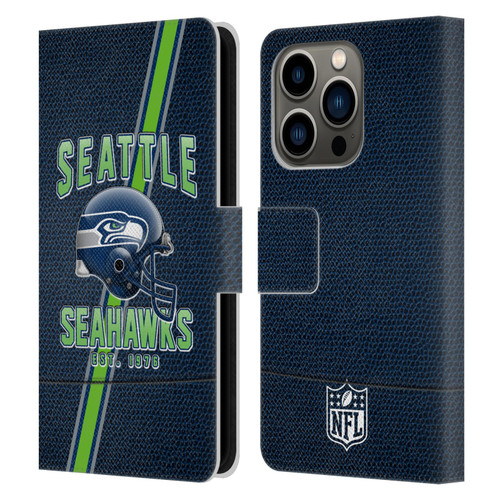 NFL Seattle Seahawks Logo Art Football Stripes Leather Book Wallet Case Cover For Apple iPhone 14 Pro