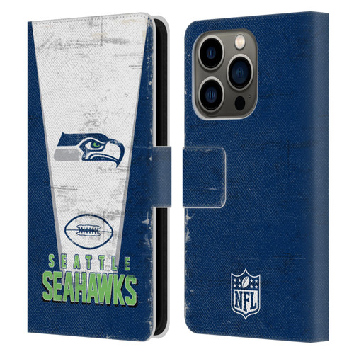 NFL Seattle Seahawks Logo Art Banner Leather Book Wallet Case Cover For Apple iPhone 14 Pro