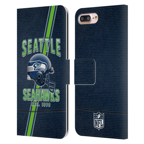NFL Seattle Seahawks Logo Art Football Stripes Leather Book Wallet Case Cover For Apple iPhone 7 Plus / iPhone 8 Plus
