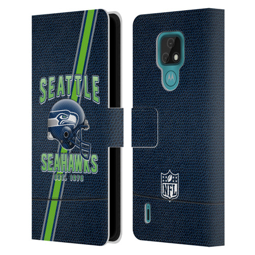 NFL Seattle Seahawks Logo Art Football Stripes Leather Book Wallet Case Cover For Motorola Moto E7