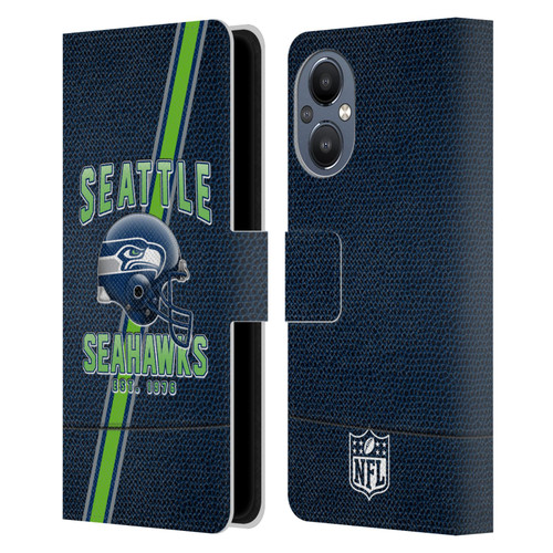NFL Seattle Seahawks Logo Art Football Stripes Leather Book Wallet Case Cover For OnePlus Nord N20 5G