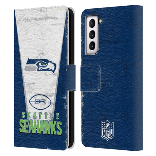 NFL Seattle Seahawks Logo Art Banner Leather Book Wallet Case Cover For Samsung Galaxy S21 5G